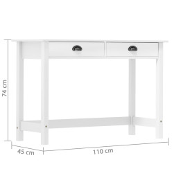 Table console Hill avec 2 tiroirs 110x45x74 cm Bois pin massif