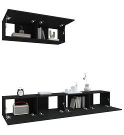 Ensemble de meubles TV 3 pcs Noir Bois d'ingénierie