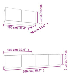 Ensemble de meubles TV 3 pcs Noir Bois d'ingénierie