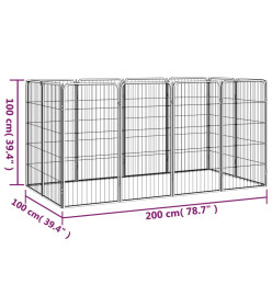 Parc pour chien 12panneaux Noir 50x100cm Acier enduit de poudre