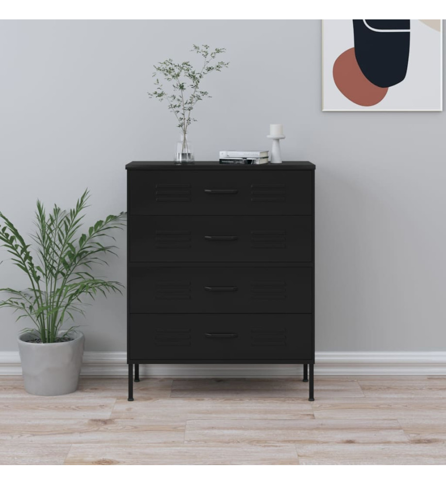 Commode Noir 80x35x101,5 cm Acier