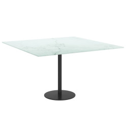 Dessus de table blanc 70x70 cm 6 mm verre trempé design marbre