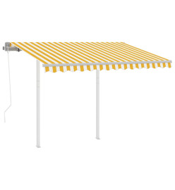 Auvent rétractable automatique et poteaux 3,5x2,5 m Jaune blanc