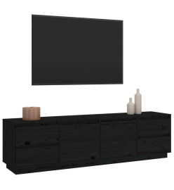 Meuble TV Noir 176x37x47,5 cm Bois de pin massif