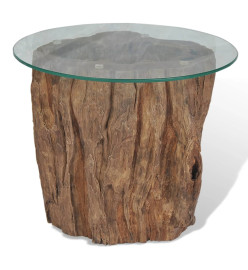 Table basse Teck Verre 50 x 40 cm