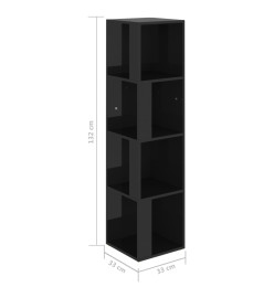 Armoire d'angle Noir brillant 33x33x132 cm Aggloméré