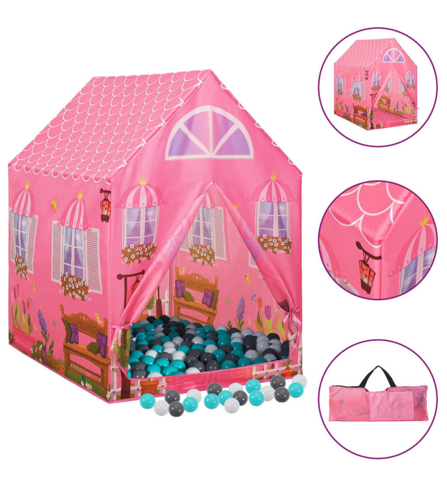 Tente de jeu pour enfants avec 250 balles Rose 69x94x104 cm