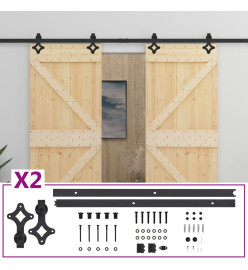 Porte coulissante avec kit de quincaillerie 90x210cm Pin massif