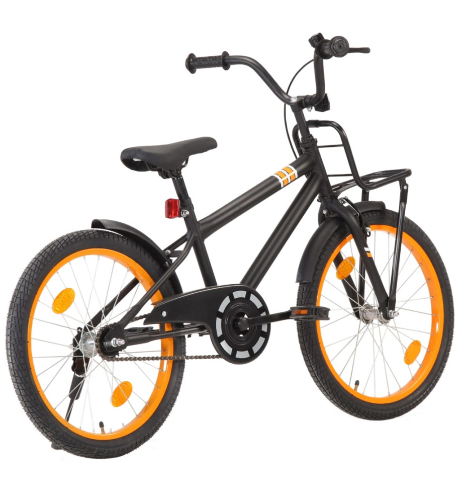 Vélo d'enfant avec porte-bagages avant 20 pouces Noir et orange