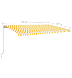 Auvent manuel rétractable 500x350 cm Jaune et blanc