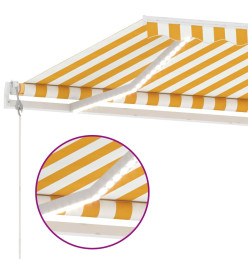 Auvent automatique capteur de vent LED 500x350cm Jaune et blanc