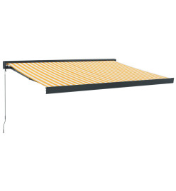 Auvent rétractable jaune et blanc 3x2,5 m tissu et aluminium