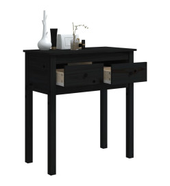 Table console Noir 70x35x75 cm Bois massif de pin