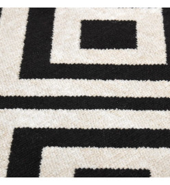 Tapis à tissage plat d'extérieur 115x170 cm Noir et beige