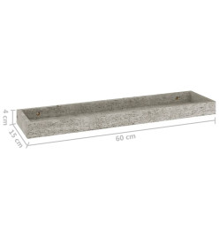 Étagères murales Loggia 4 pcs Gris béton 60x15x4 cm MDF