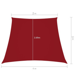 Voile de parasol Tissu Oxford trapèze 2/4x3 m Rouge