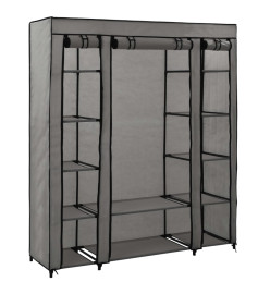 Armoire avec compartiments et tiges Gris 150x45x176 cm Tissu