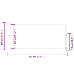 Auvent latéral rétractable de patio 140 x 300 cm Gris