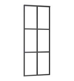 Porte coulissante Verre ESG et aluminium 76x205 cm Noir