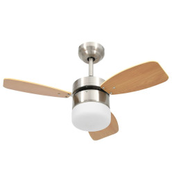 Ventilateur de plafond lampe et télécommande 76 cm Marron clair