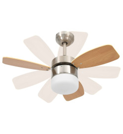 Ventilateur de plafond lampe et télécommande 76 cm Marron clair