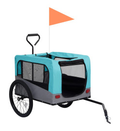 Remorque de vélo/poussette 2 en 1 pour chien Bleu et gris