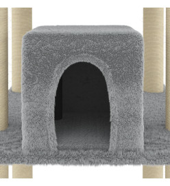 Arbre à chat avec griffoirs en sisal Gris clair 216 cm