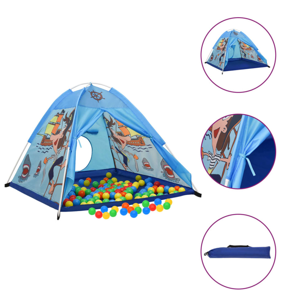 Tente de jeu pour enfants avec 250 balles Bleu 120x120x90 cm