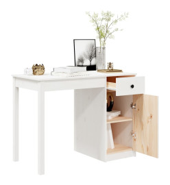 Bureau Blanc 100x50x75 cm Bois massif de pin