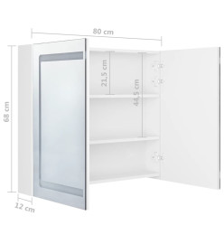 Armoire de salle de bain à miroir LED Blanc brillant 80x12x68cm