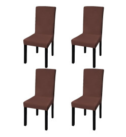 Housse de chaise droite extensible 4 pcs marron