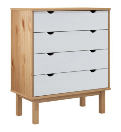 Commode OTTA Marron et blanc 76,5x39,5x90 cm Bois de pin massif