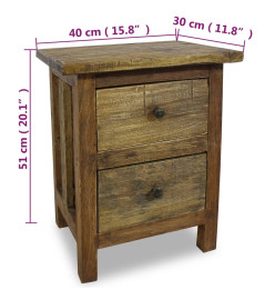 Table de chevet Bois de récupération massif 40 x 30 x 51 cm