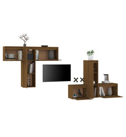 Meubles TV 6 pcs Marron miel Bois massif de pin