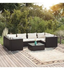 Salon de jardin 7 pcs avec coussins Résine tressée Noir