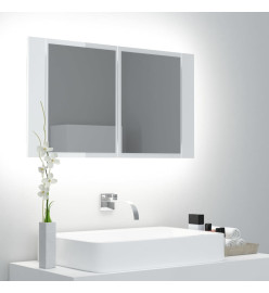 Armoire à miroir de bain à LED Blanc brillant Acrylique