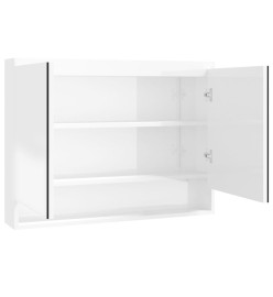 Armoire à miroir de salle de bain 80x15x60cm MDF Blanc brillant