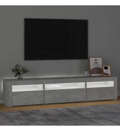 Meuble TV avec lumières LED Gris béton 195x35x40 cm