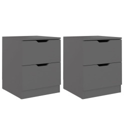 Tables de chevet 2 pcs Gris 40x40x50 cm Aggloméré