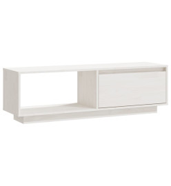 Meuble TV Blanc 110x30x33,5 cm Bois de pin massif