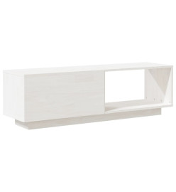 Meuble TV Blanc 110x30x33,5 cm Bois de pin massif