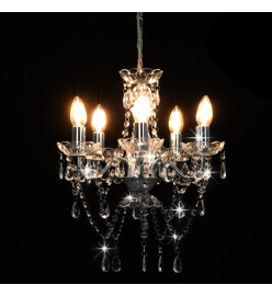 Lustre avec perles de cristal Argenté Rond 5 x E14