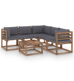 Salon de jardin 6 pcs avec coussins anthracite Pin imprégné