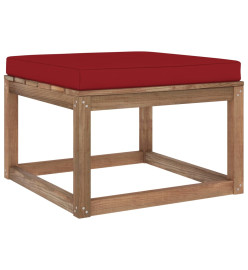 Repose-pied de jardin avec coussin rouge bordeaux