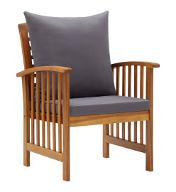 Chaises de jardin avec coussins 2 pcs Bois d'acacia massif