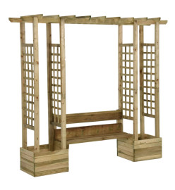 Pergola de jardin avec banc et jardinières Bois de pin imprégné