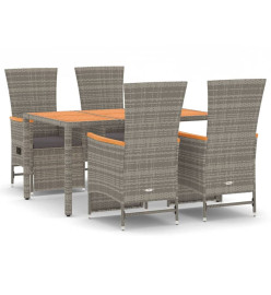 Ensemble de salle à manger de jardin 5 pcs avec coussins Gris