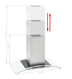 Hotte îlot avec écran tactile LCD et capteur 90 cm 756 m³/h LED