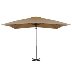 Parasol en porte-à-faux et mât en aluminium 250x250 cm Taupe