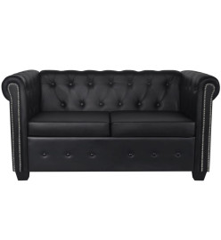 Canapé Chesterfield à 2 places cuir synthétique noir